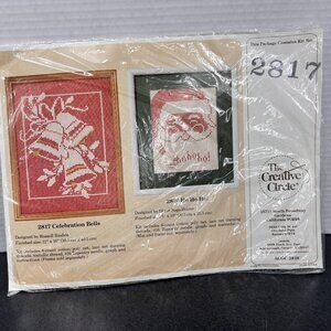 Creative Circle Celebration Bells Lace Net Darning Kit Christmas #2817 Vtg 1989